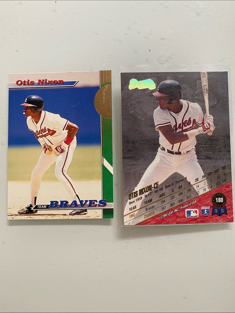 1993 Braves Baseball Otis Nixon Trading Card Set